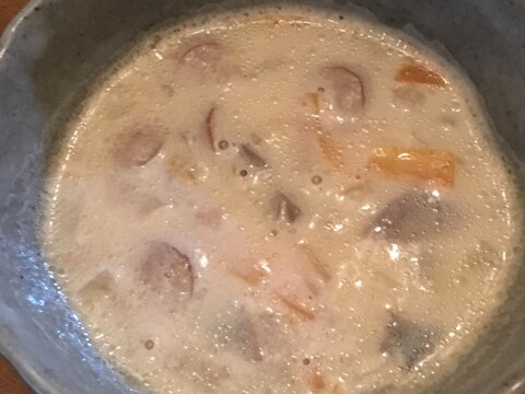 豚しゃぶの茹で汁利用のスープ